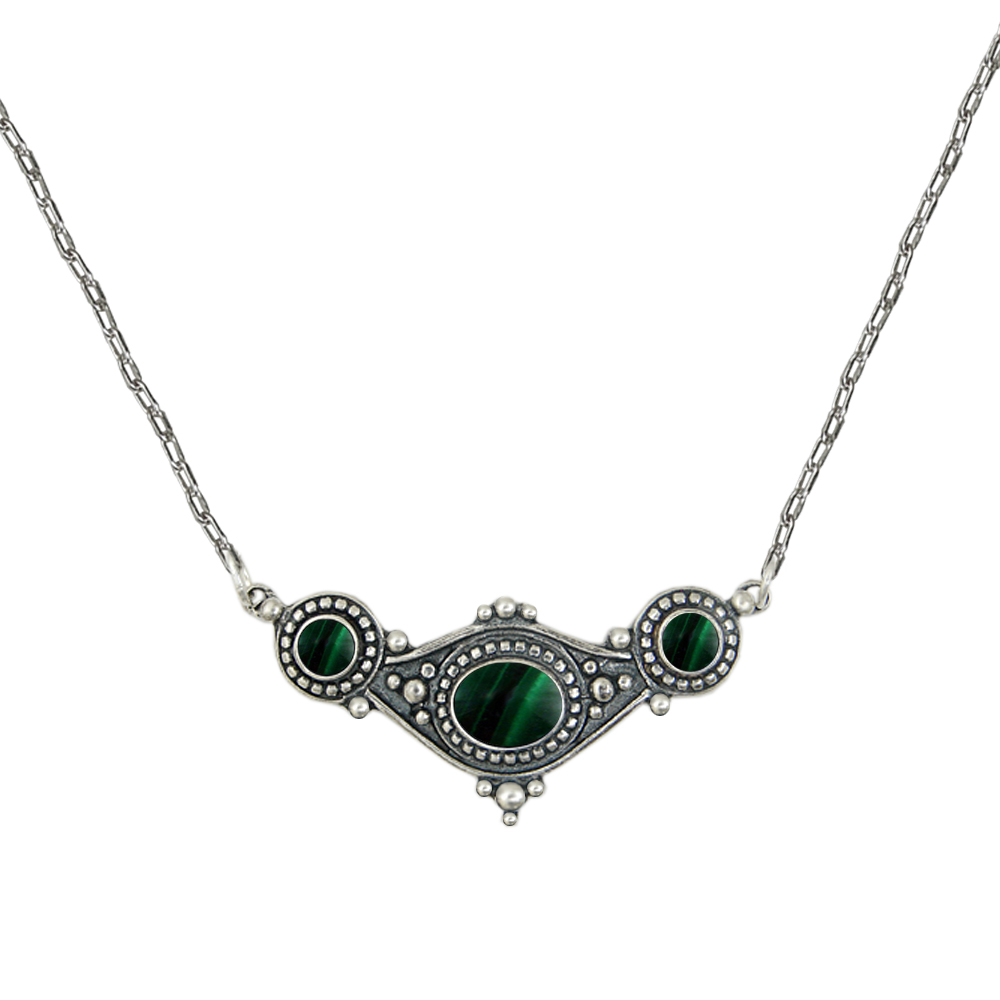 Sterling Silver Necklace With Malachite Sterling Silver Necklace With Malachite